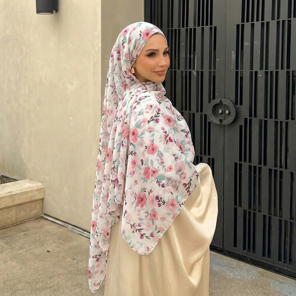 Pashmina Wrap Large - Luxury Brand Scarf Floral Cotton Shawl