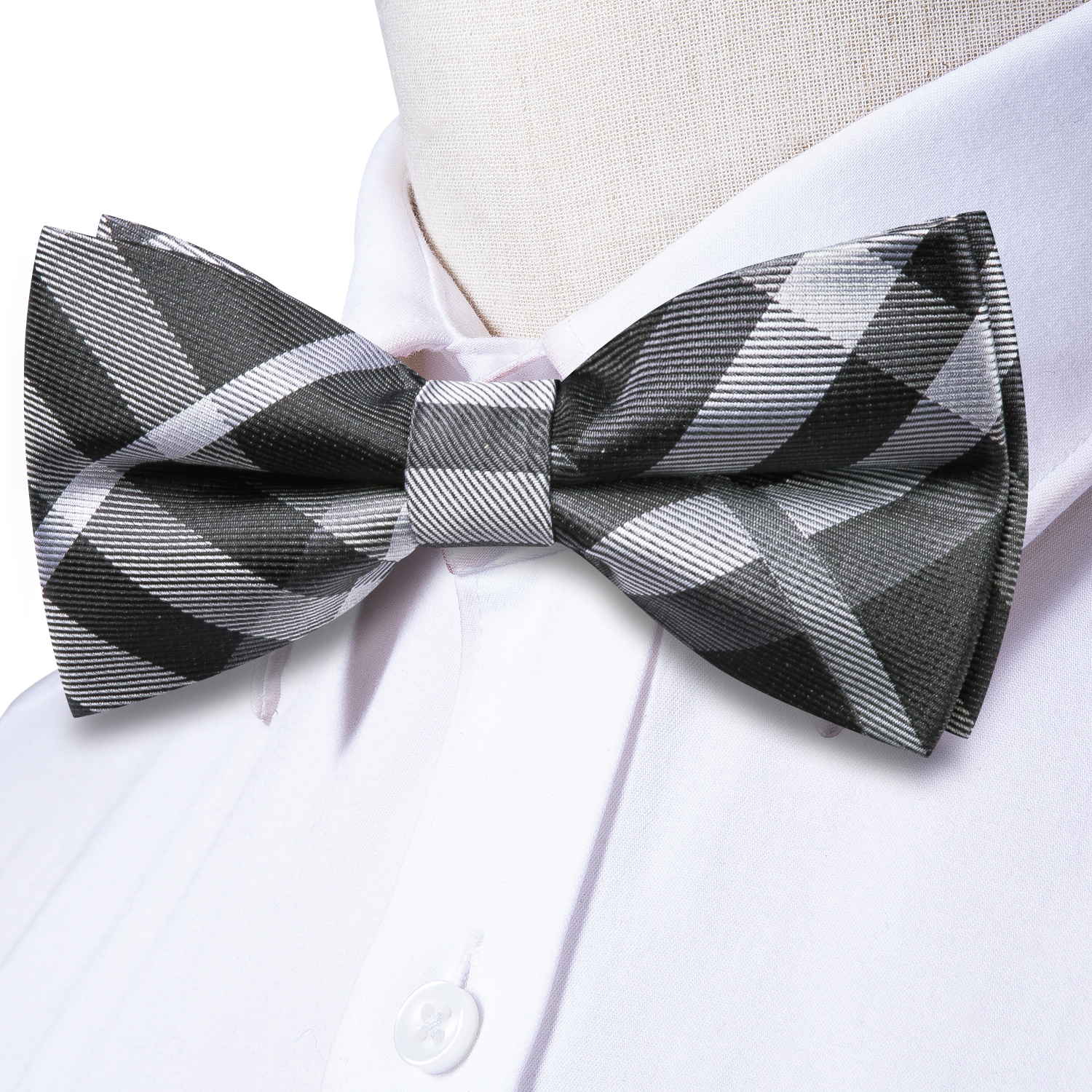 Hi-Tie Grey Plaid Jacquard Pre - Bow Tie Pre Tied review and price