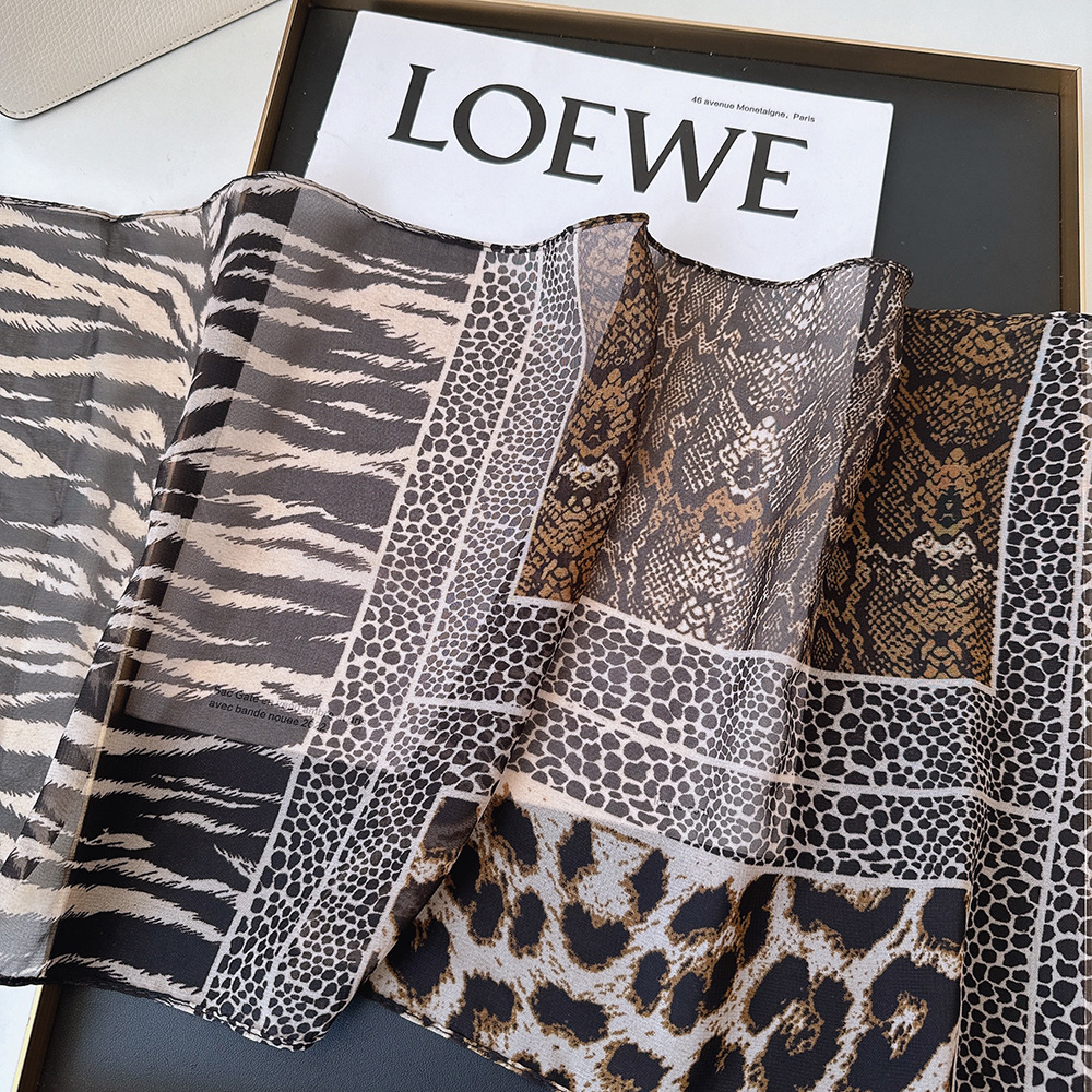 Leopard Small Long Silk Scarf  - Silk Tie Striped review and price