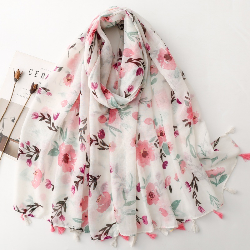 Luxury Brand Scarf Floral Cott - Pashmina Wrap Large review and price