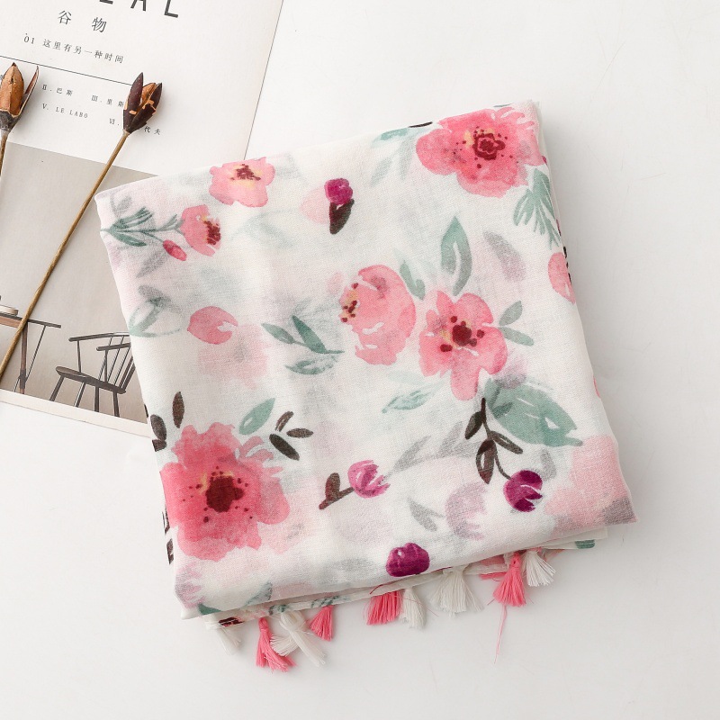 Luxury Brand Scarf Floral Cott - Pashmina Wrap Large review and price