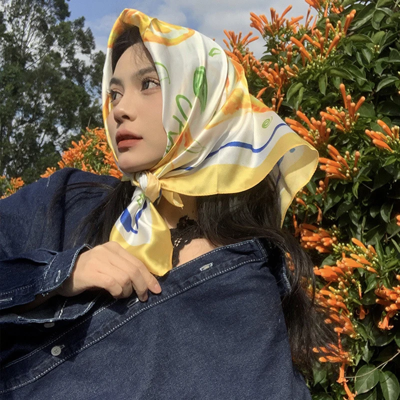 70cm Square Lemon Print Yellow - Face Scarf Mask review and price