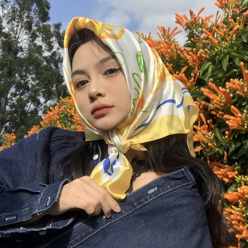 70cm Square Lemon Print Yellow - Face Scarf Mask review and price