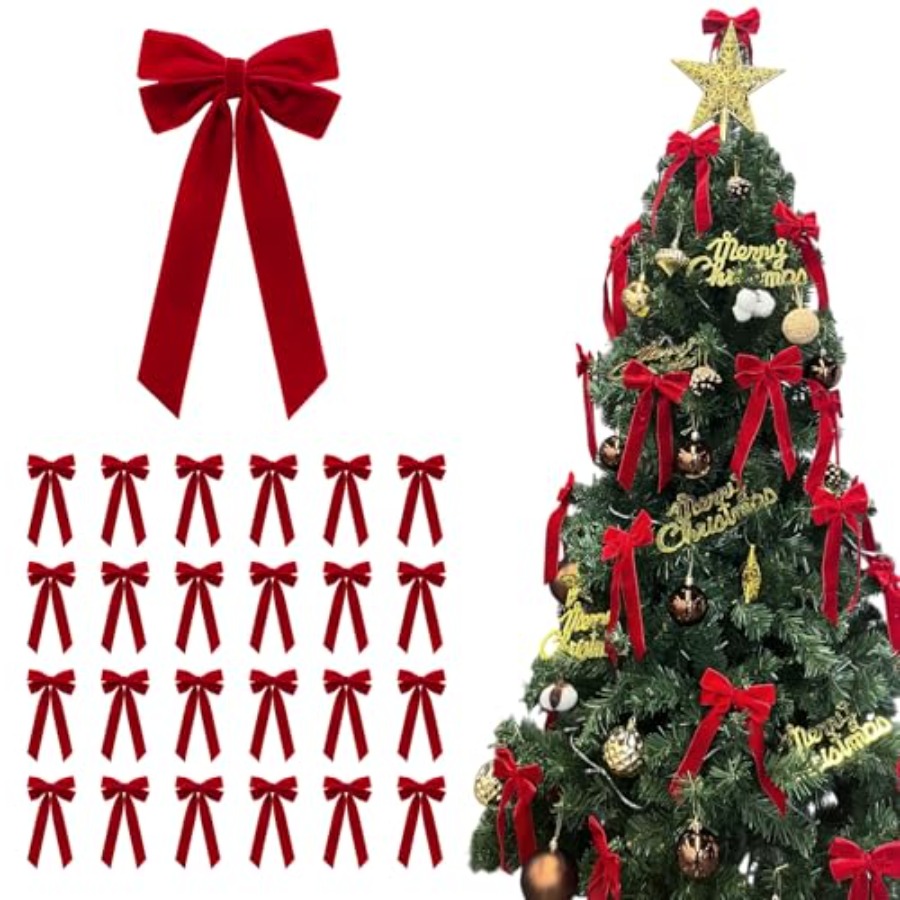 25Pcs Red Velvet Bows for Chri - Bow Tie Pre Tied review and price