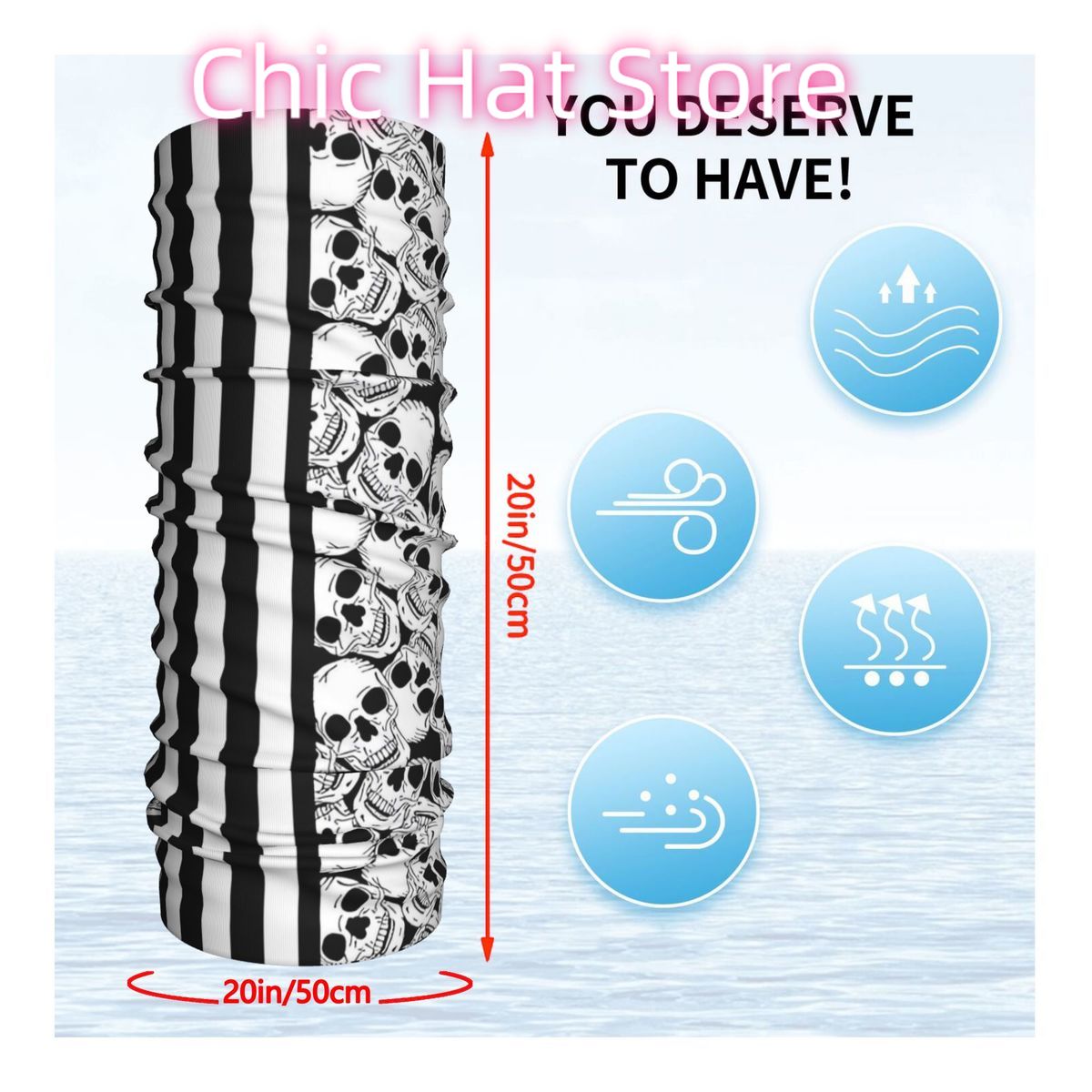 Black And White Skulls And Str - Neck Warmer Tube review and price