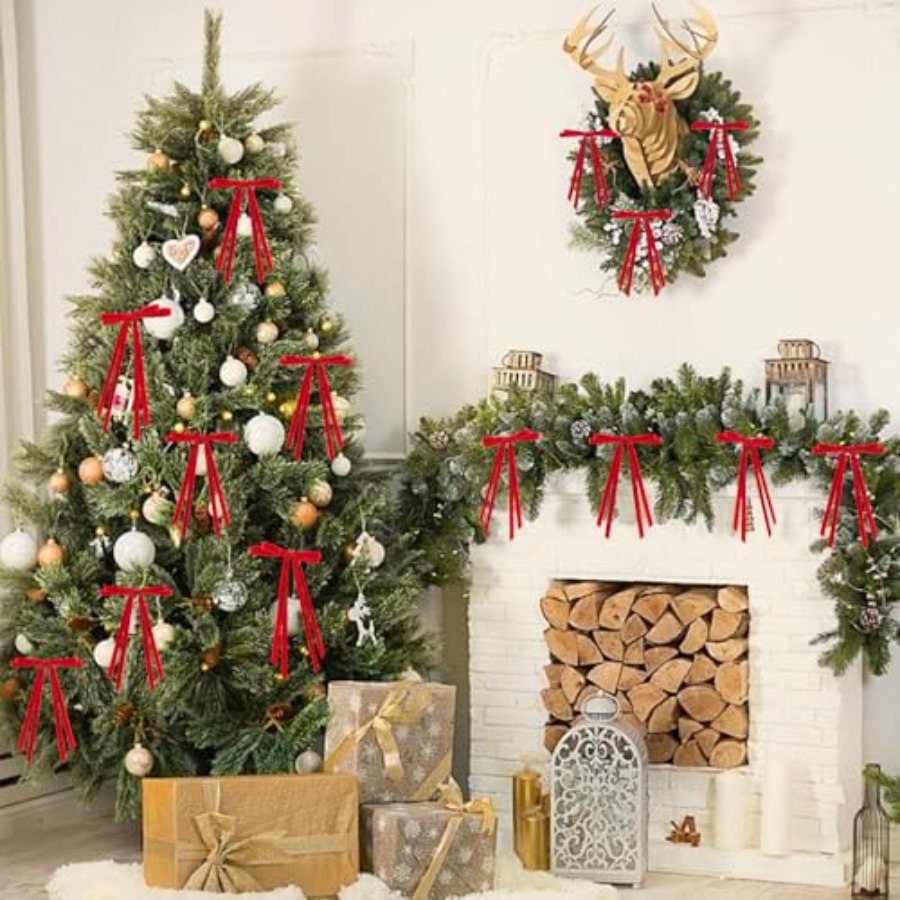 24 Pcs Christmas Bows for Tree - Bow Tie Pre Tied review and price