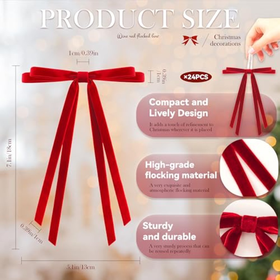 24 Pcs Christmas Bows for Tree - Bow Tie Pre Tied review and price
