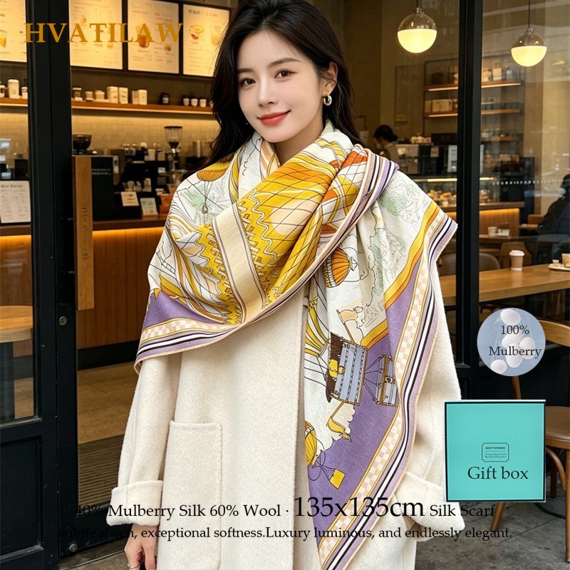 Fashion 135x135cm Silk Wool Sc - Pashmina Wrap Large review and price